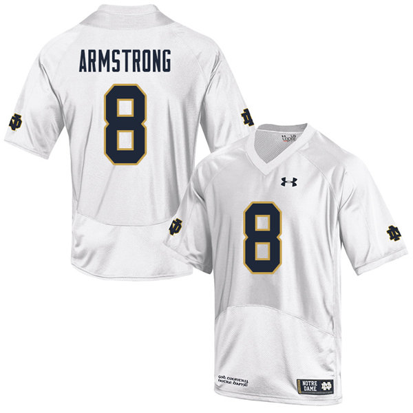 Men's NCAA Notre Dame Fighting Irish #8 Jafar Armstrong Stitched College Under Armour Authentic White Big & Tall Football Jersey JU10Z08OL